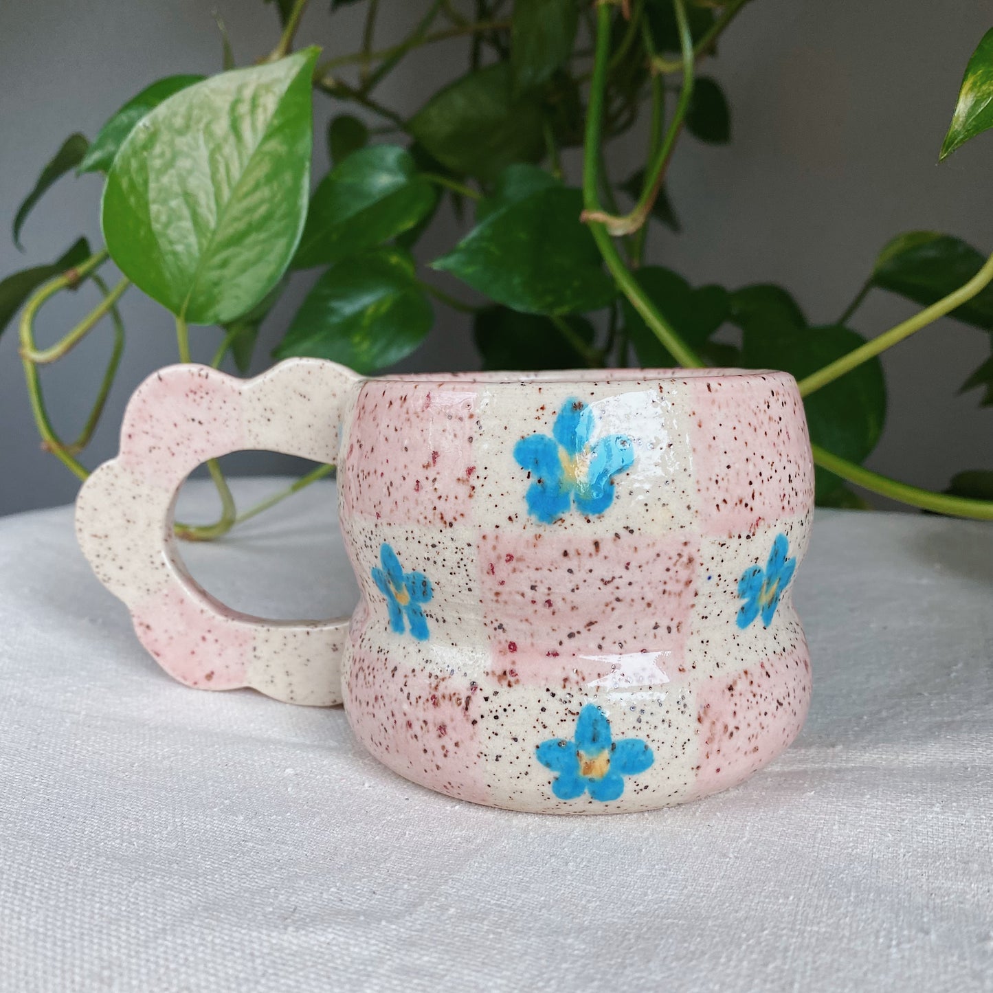 Checkered Flower Mug