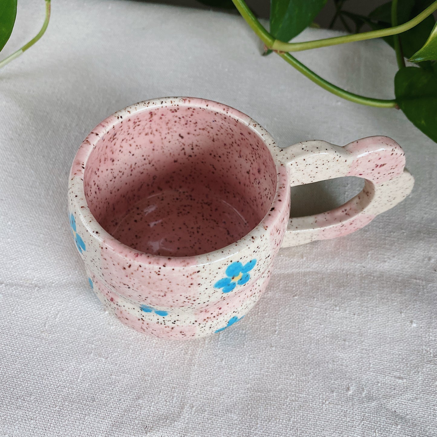 Checkered Flower Mug