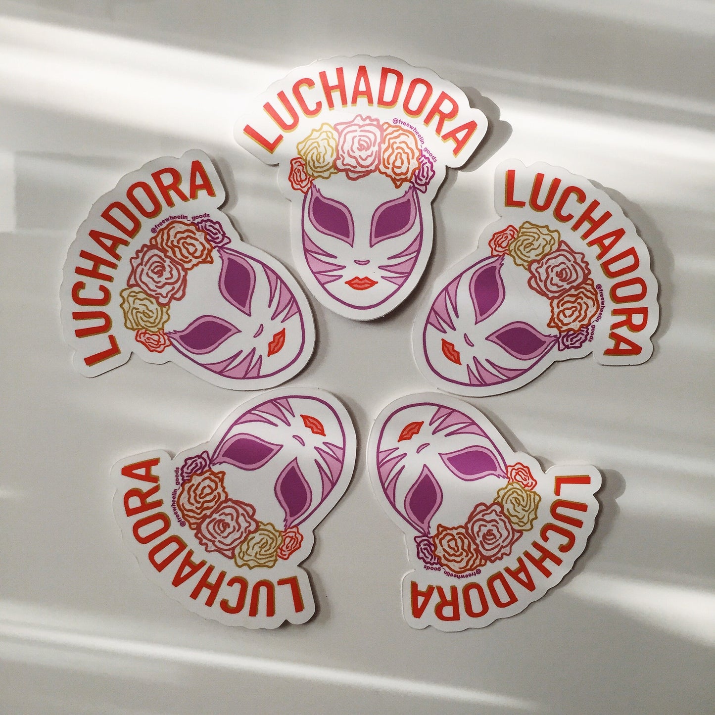 Colorful luchadora with flower crown sticker