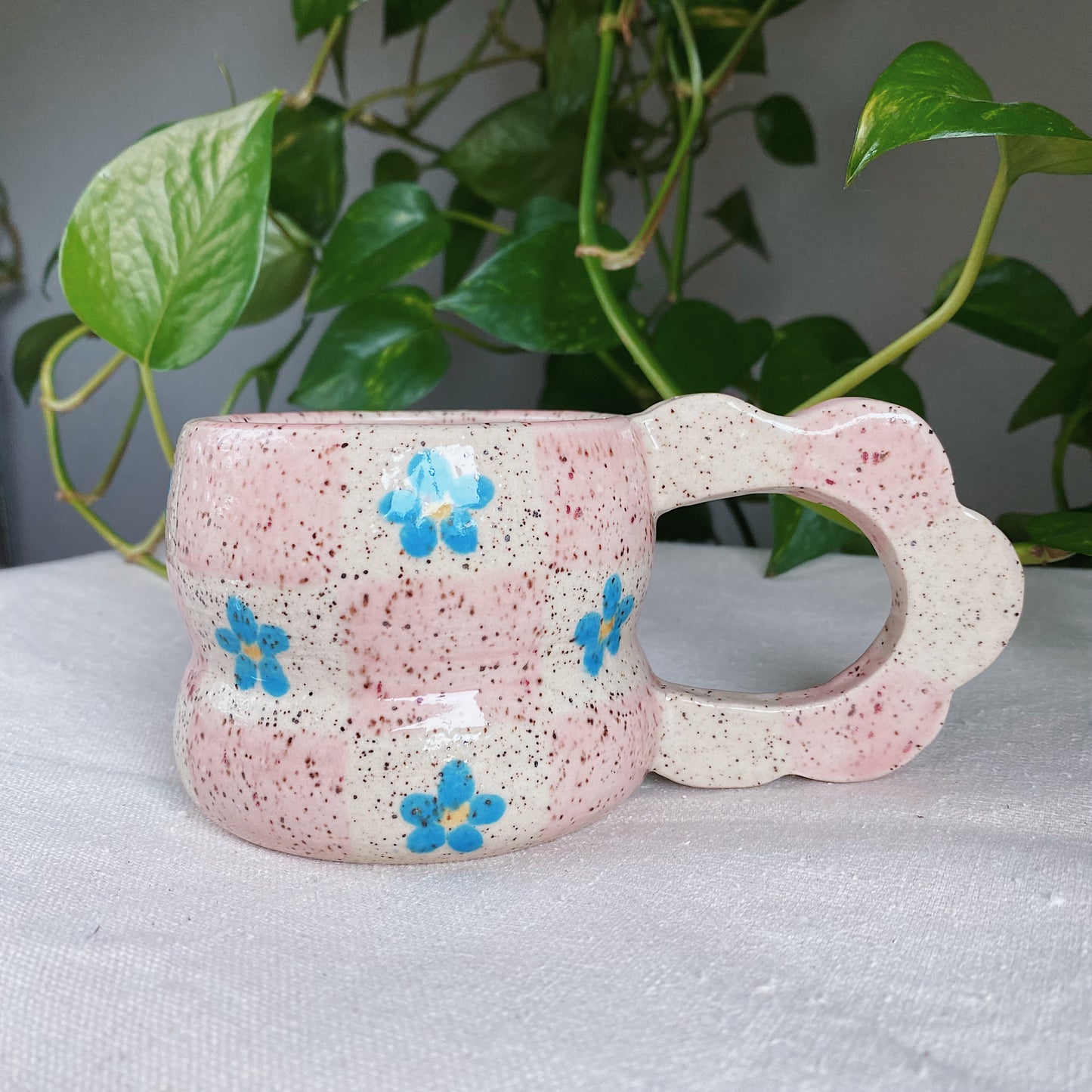 Checkered Flower Mug