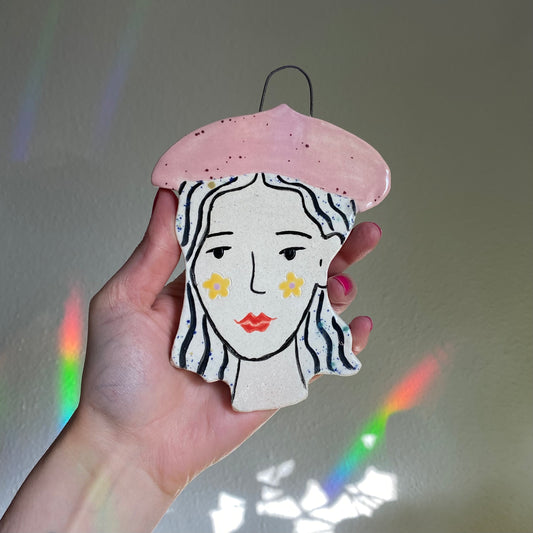 Bonjour Lady Wall Hanging/ Pink beret