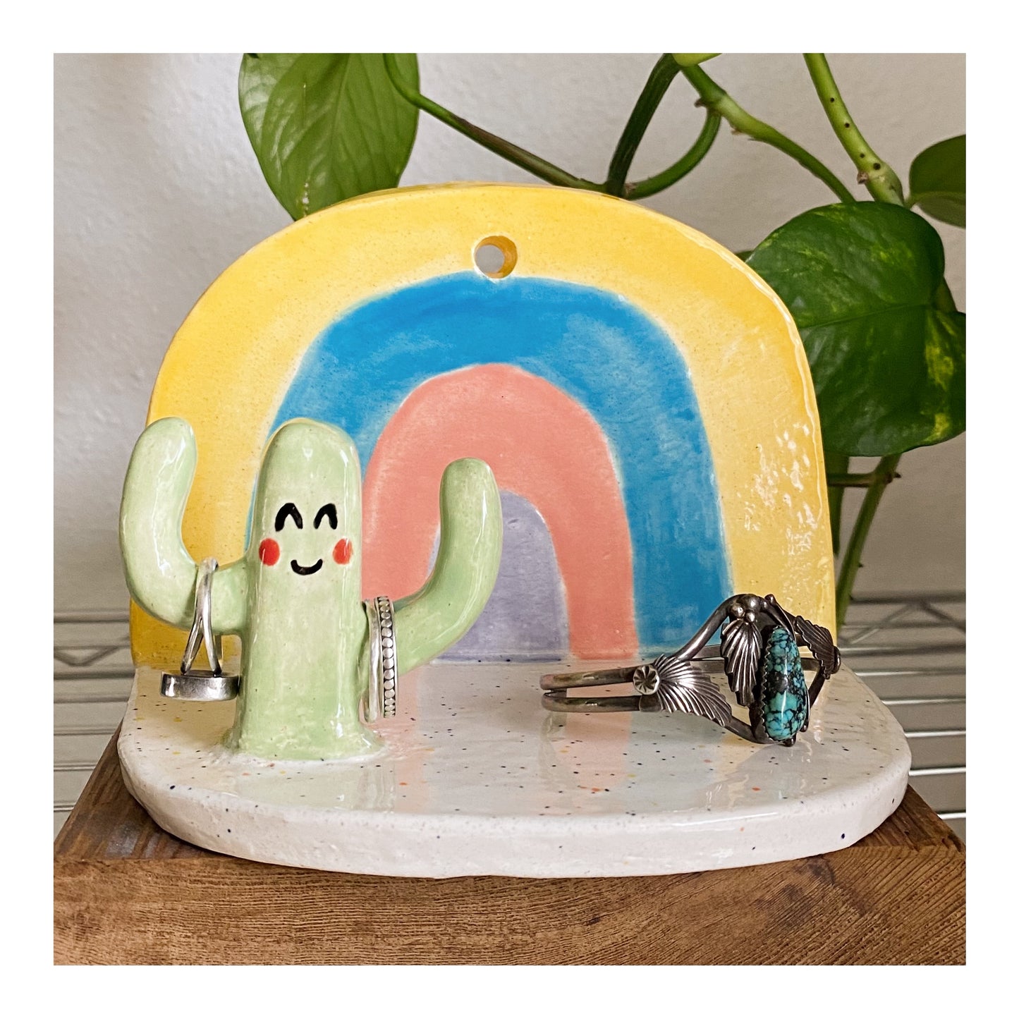 Rainbow and Cacti Wall Hanging